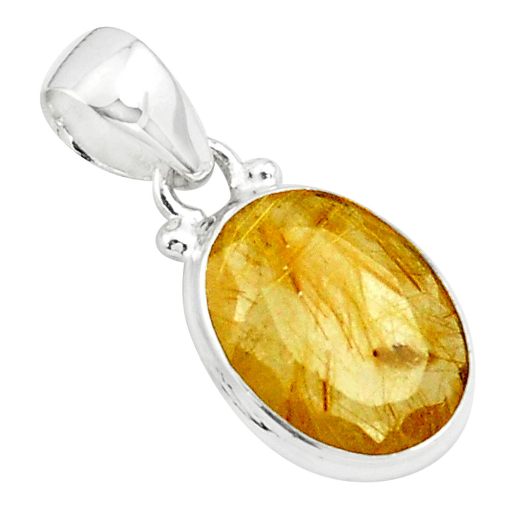 9.37cts faceted golden rutile 925 sterling silver pendant jewelry p76543