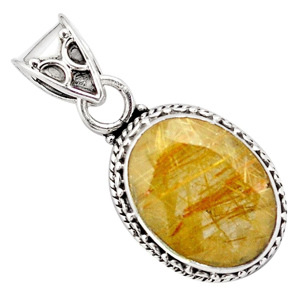 9.97cts faceted golden rutile 925 sterling silver pendant jewelry p84642
