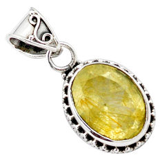 10.34cts faceted golden rutile 925 sterling silver pendant jewelry p84651