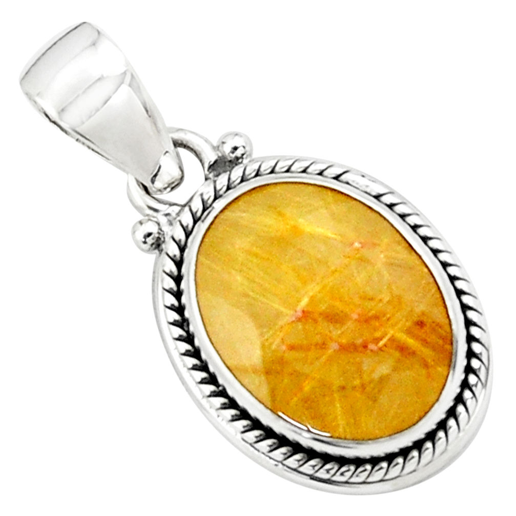9.65cts faceted golden tourmaline rutile 925 sterling silver pendant p76503