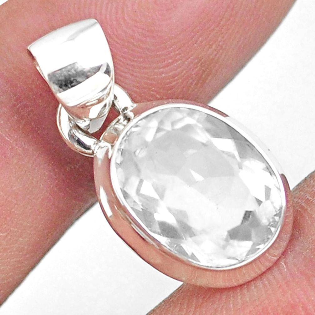 4.87cts faceted natural aaa+ grade pollucite 925 sterling silver pendant p54459
