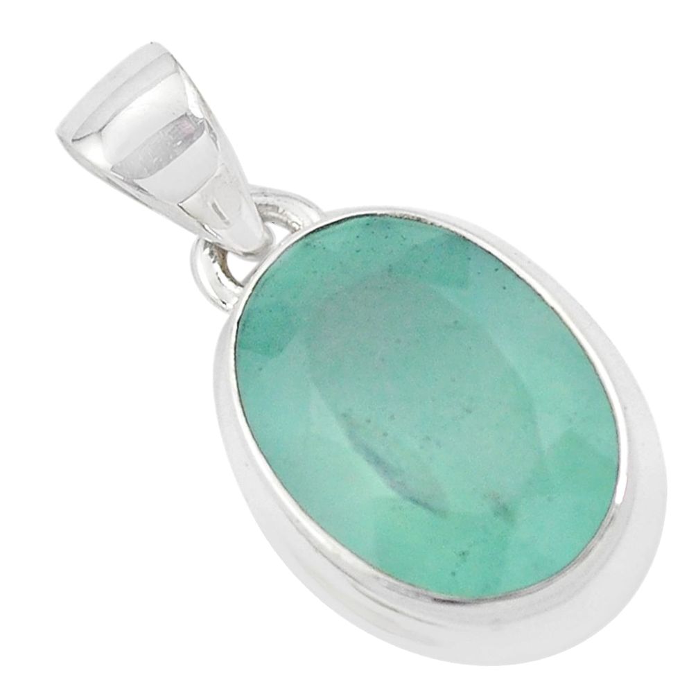 9.45cts faceted natural green gem silica 925 sterling silver pendant p54384