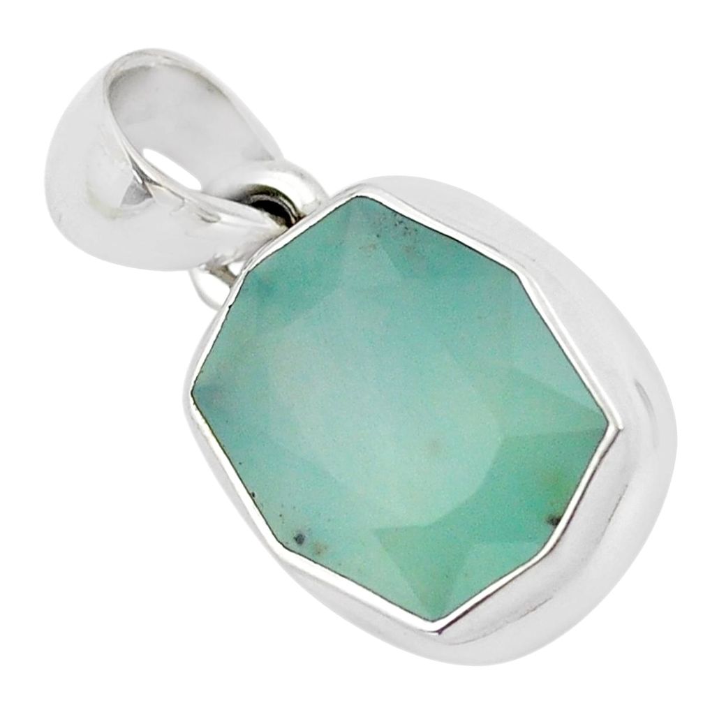 6.53cts faceted natural green gem silica 925 sterling silver pendant p54385