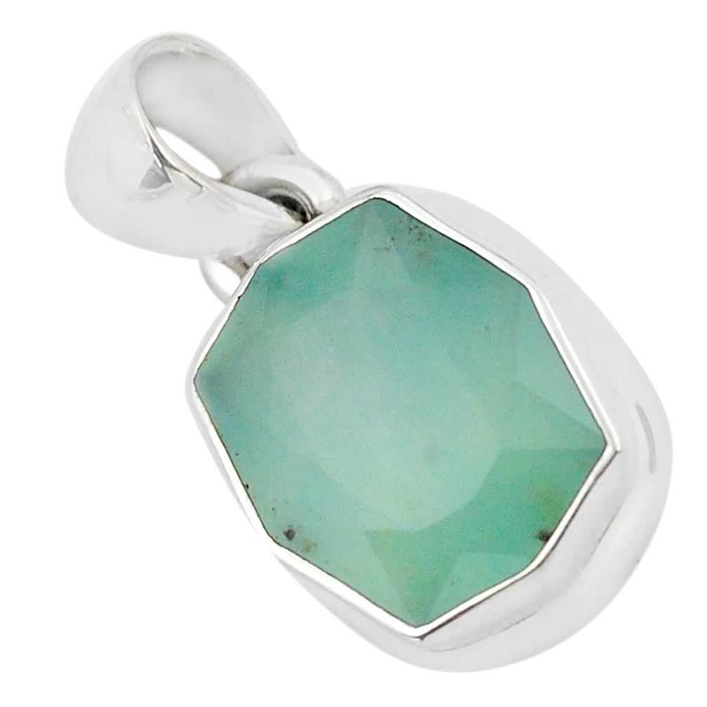 4.43cts faceted natural green gem silica 925 sterling silver pendant p54386