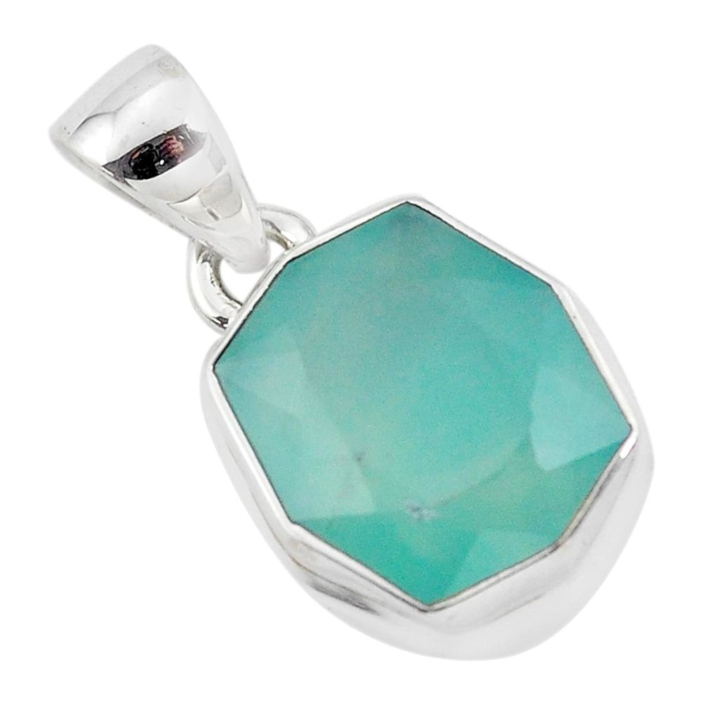 8.42cts faceted natural green gem silica 925 sterling silver pendant p54387