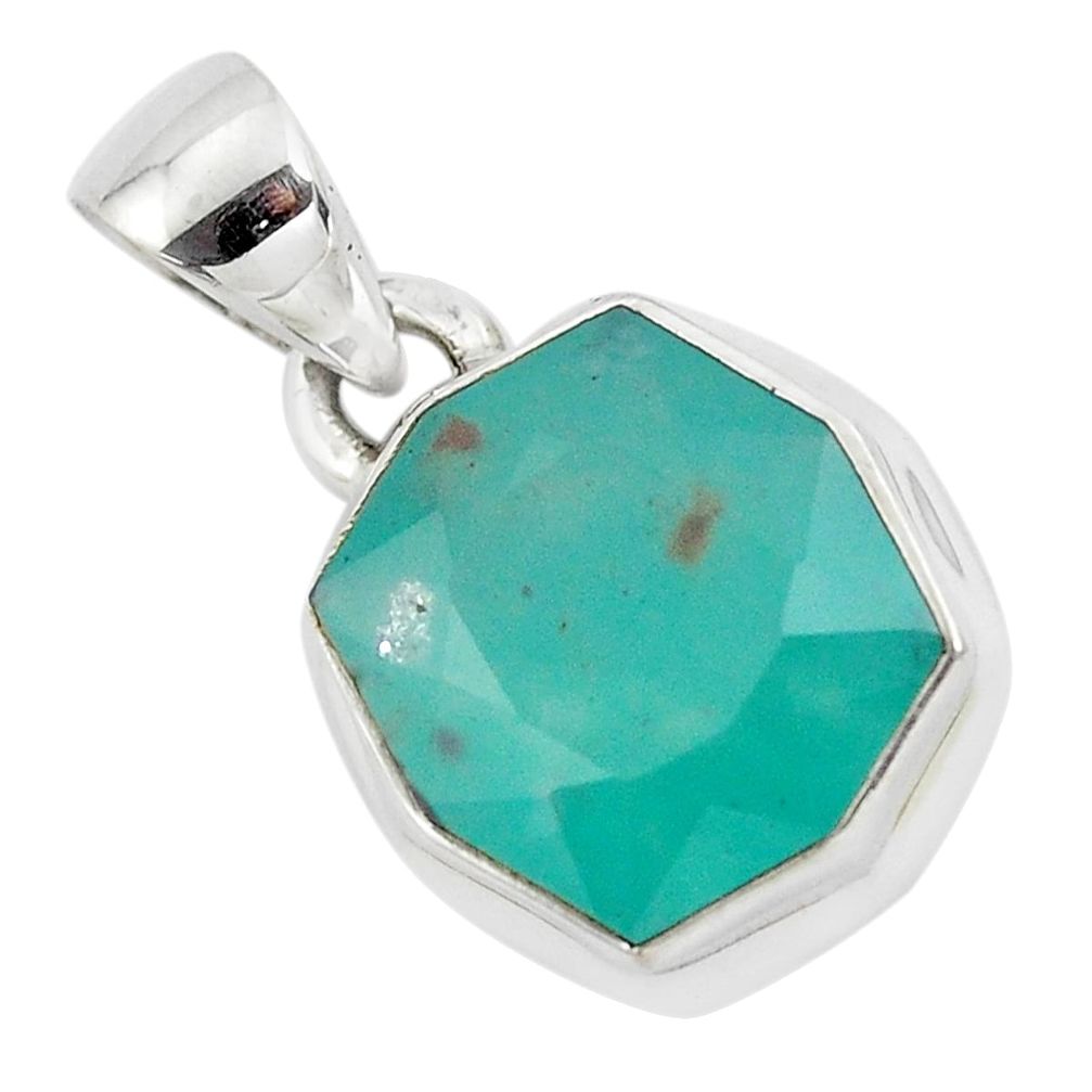 7.33cts faceted natural green gem silica 925 sterling silver pendant p54395