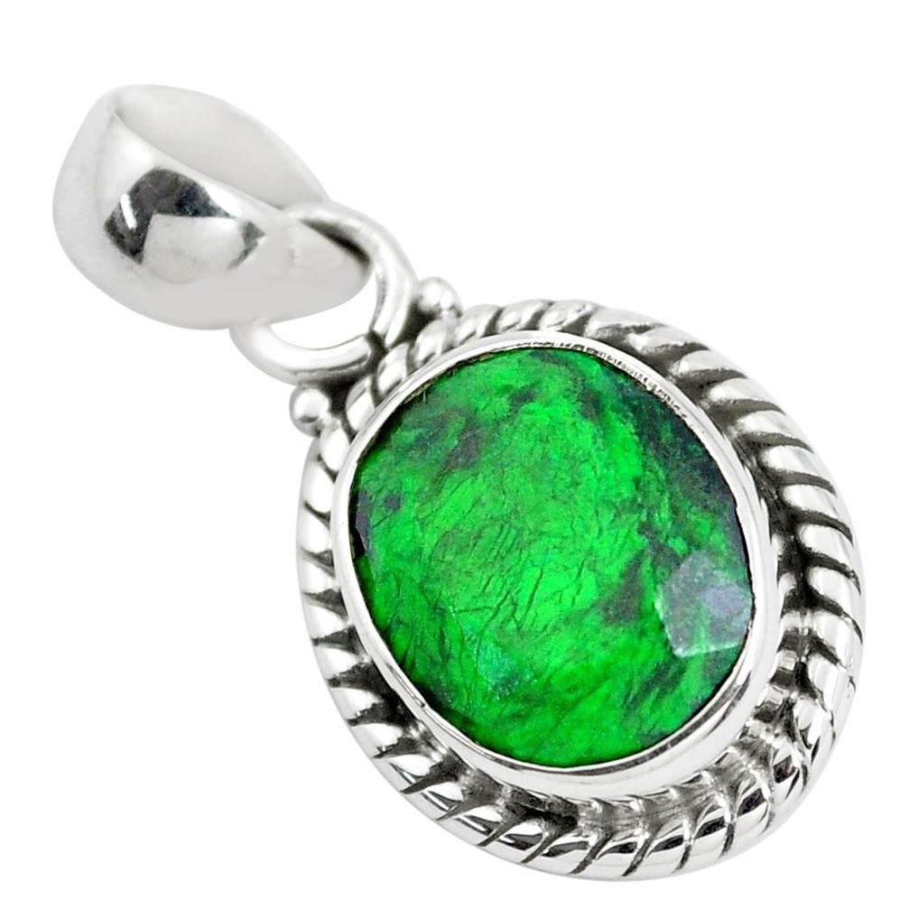 4.52cts faceted natural green maw sit sit 925 silver solitaire pendant p41561