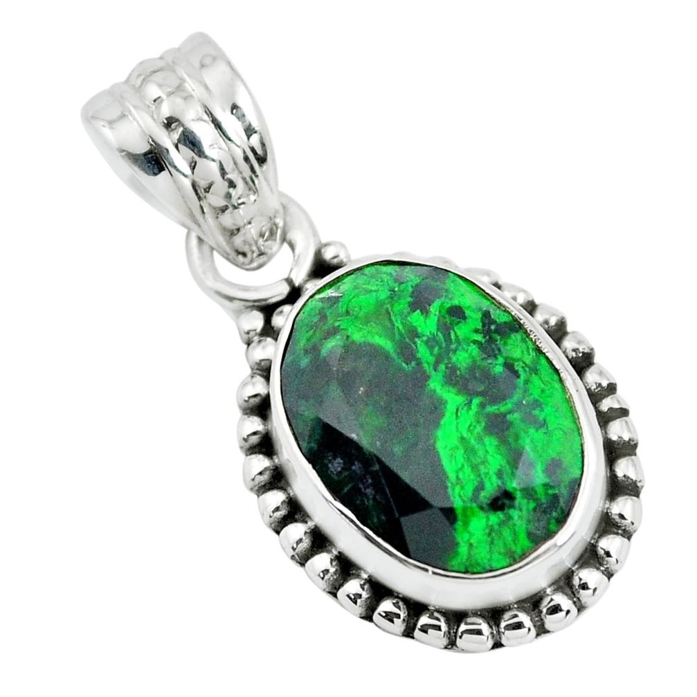 5.53cts faceted natural green maw sit sit 925 silver solitaire pendant p41562