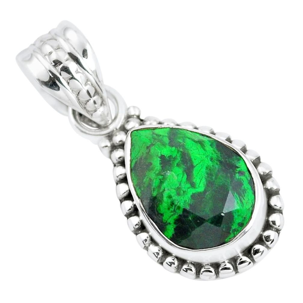 5.06cts faceted natural green maw sit sit 925 silver solitaire pendant p41563