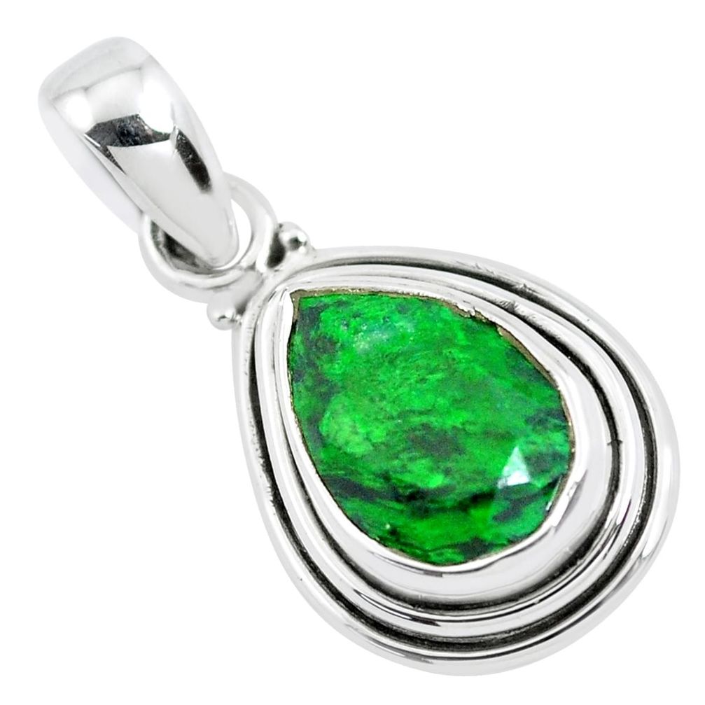 5.10cts faceted natural green maw sit sit 925 silver solitaire pendant p41566