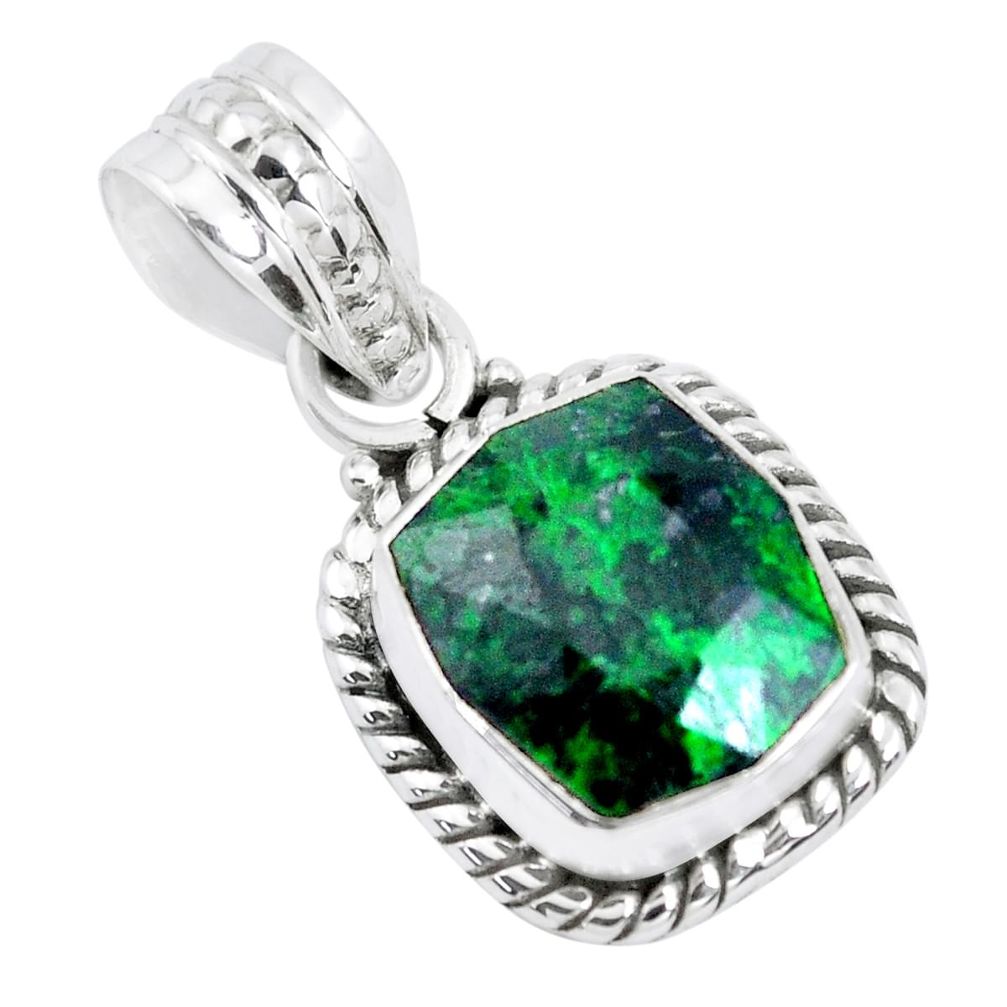 4.43cts faceted natural green maw sit sit 925 silver solitaire pendant p41567