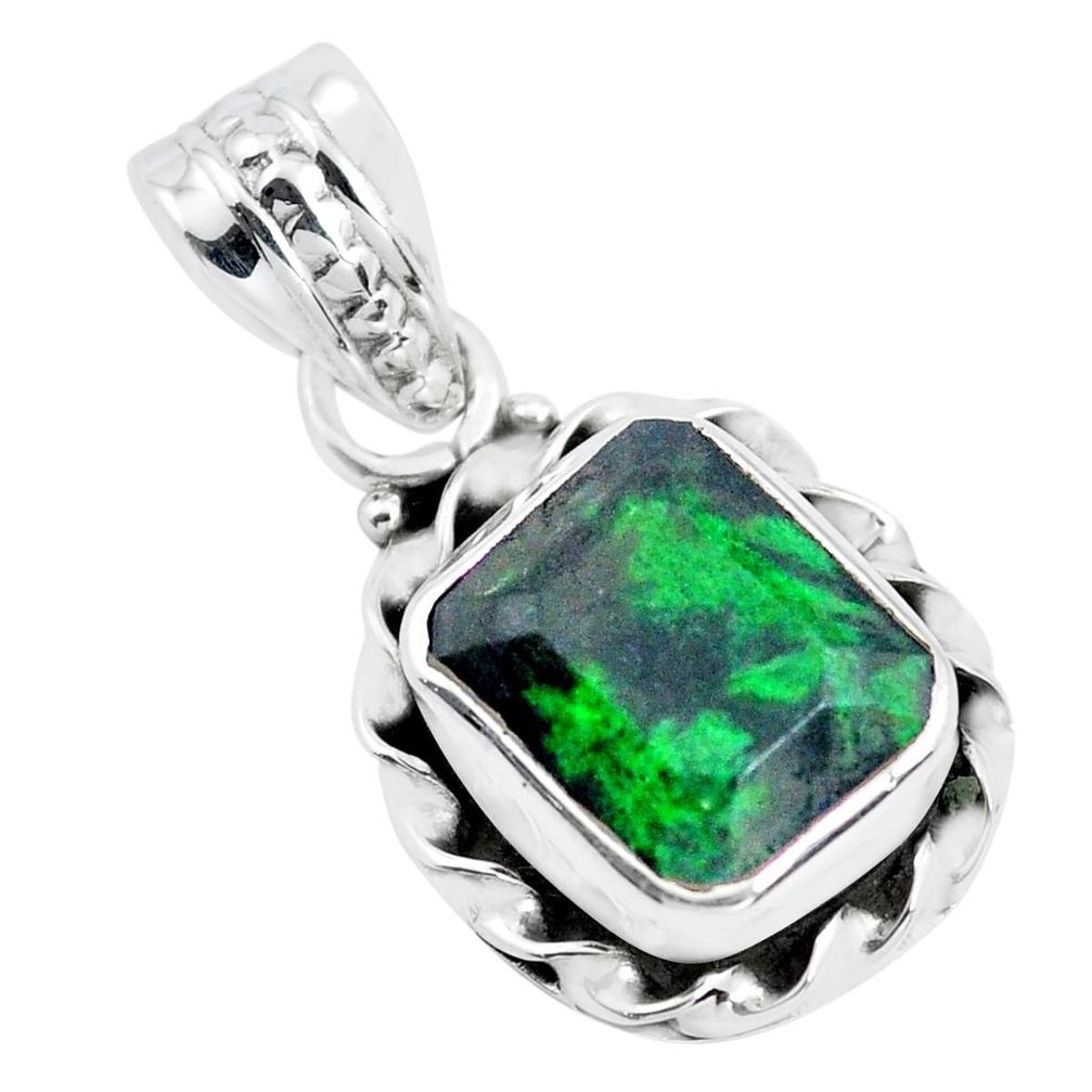 5.06cts faceted natural green maw sit sit 925 silver solitaire pendant p41579