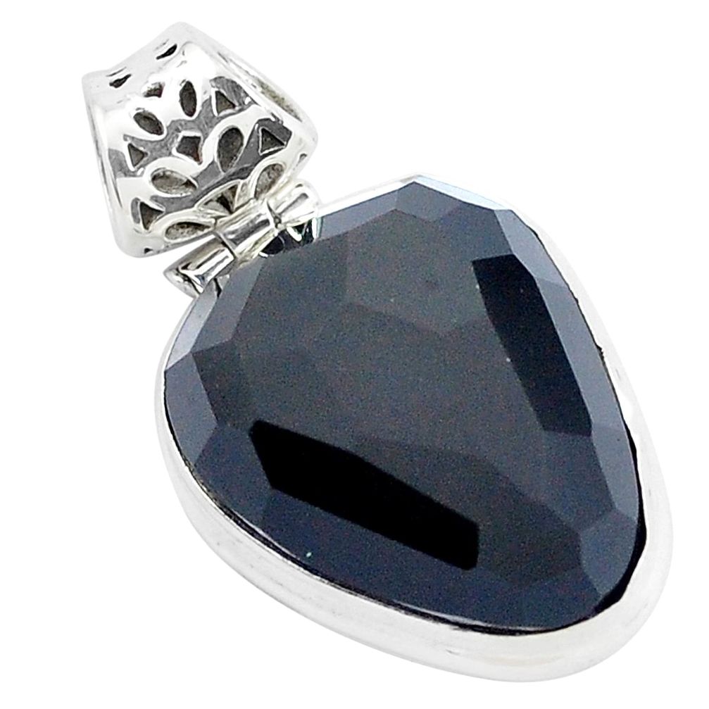 Faceted natural rainbow obsidian eye 925 sterling silver pendant jewelry p47174