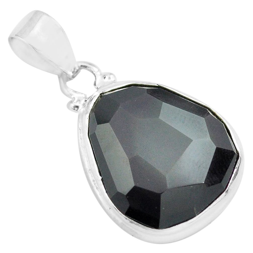 15.05cts faceted natural rainbow obsidian eye 925 sterling silver pendant p71947