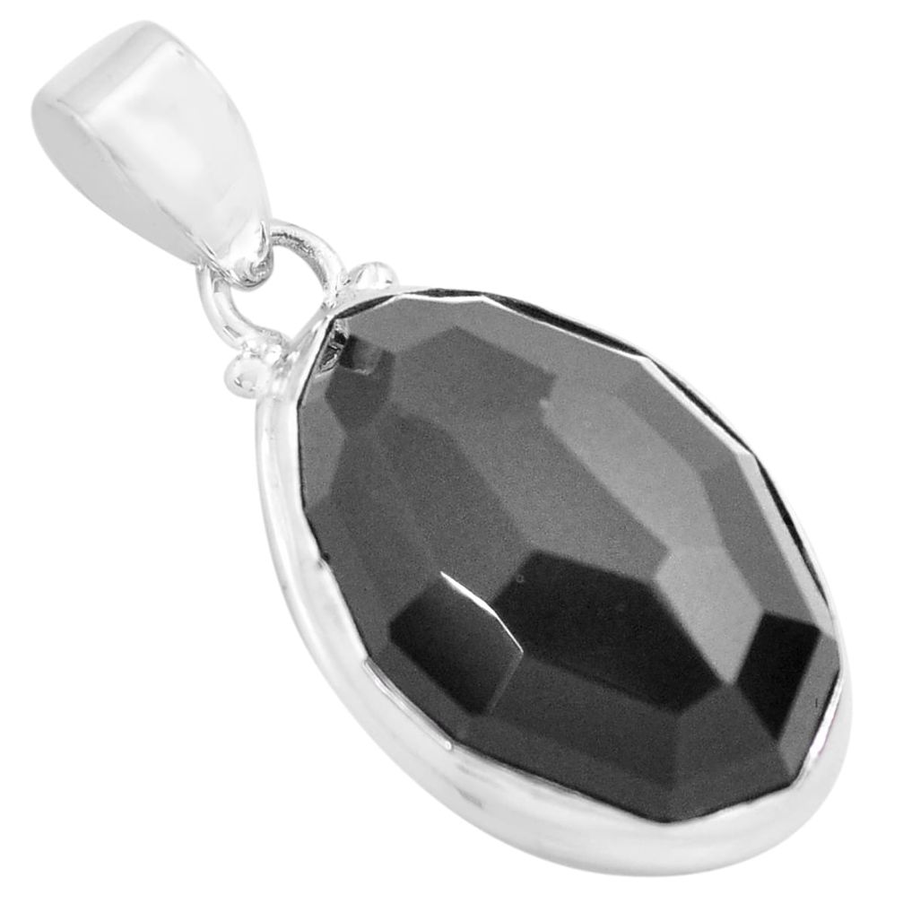 18.15cts faceted natural rainbow obsidian eye 925 sterling silver pendant p71953