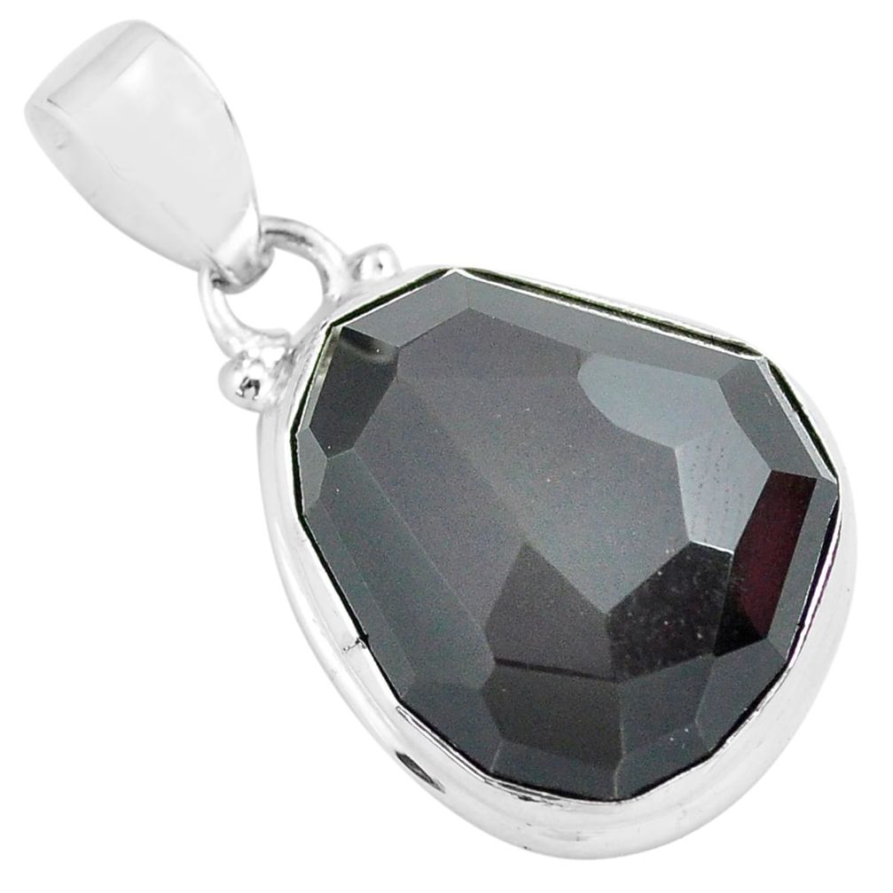 16.57cts faceted natural rainbow obsidian eye 925 sterling silver pendant p71959