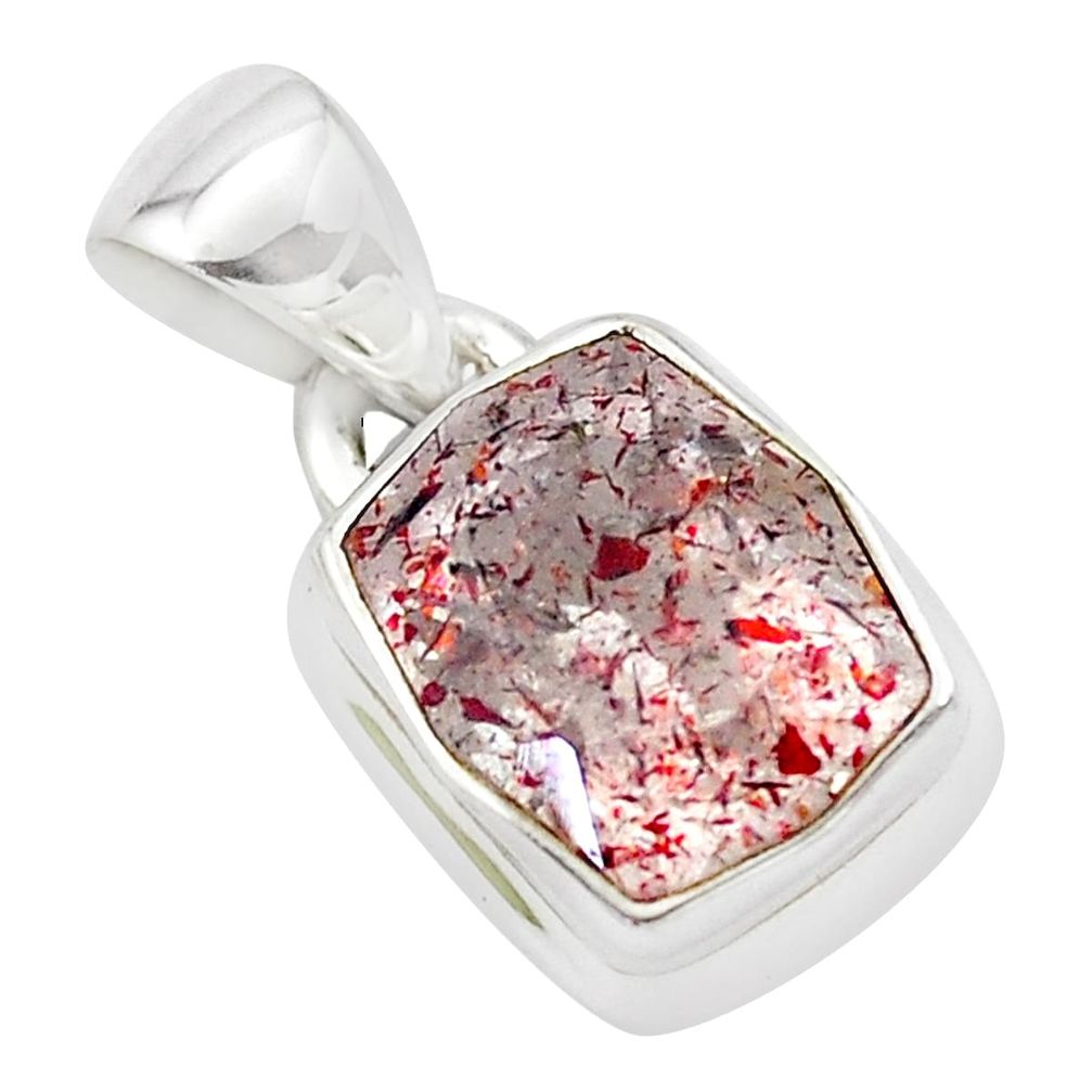 4.43cts faceted natural red strawberry quartz 925 sterling silver pendant p54481