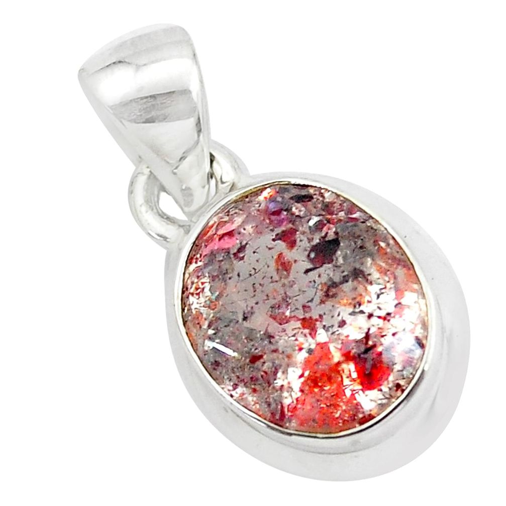 5.06cts faceted natural red strawberry quartz 925 sterling silver pendant p54483