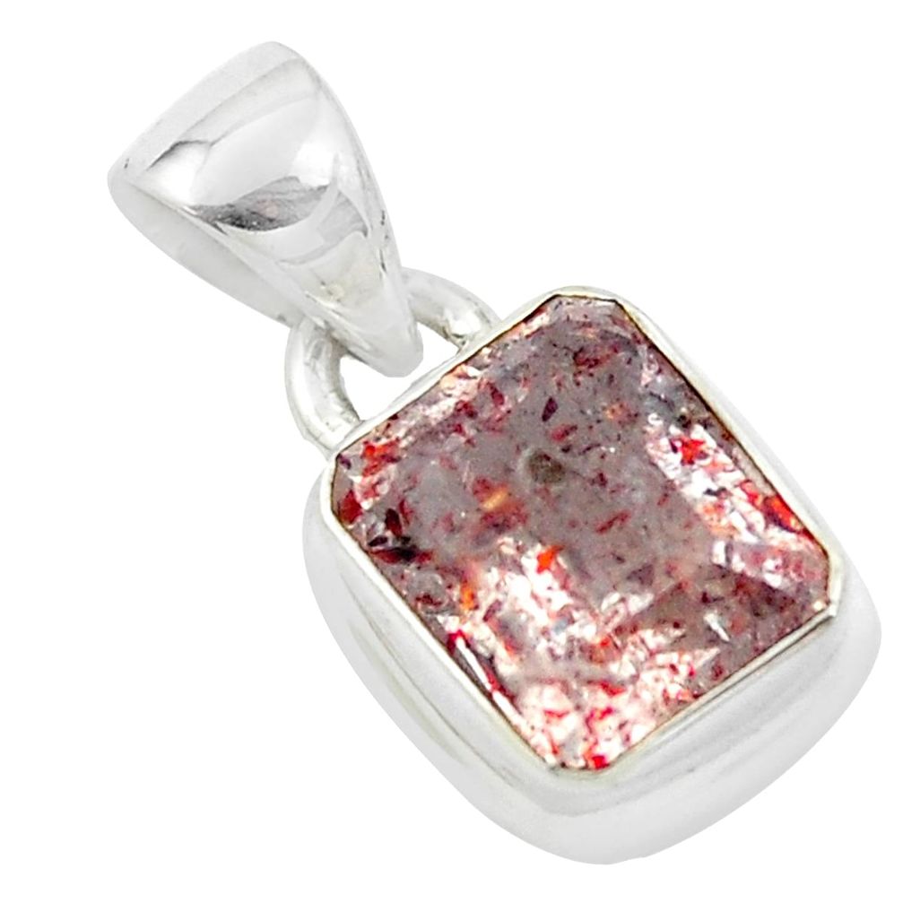 3.91cts faceted natural red strawberry quartz 925 sterling silver pendant p54486