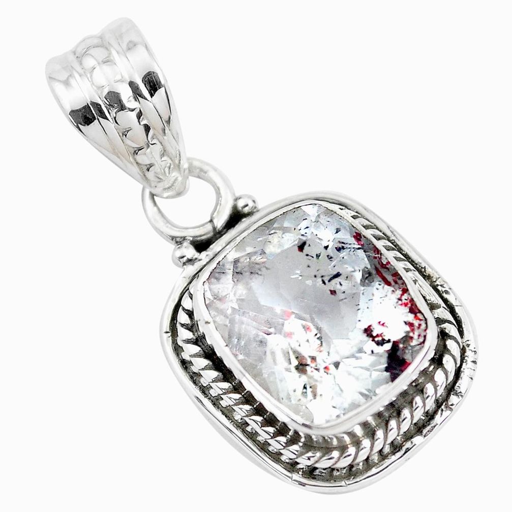 4.82cts faceted natural red strawberry quartz silver solitaire pendant p41559
