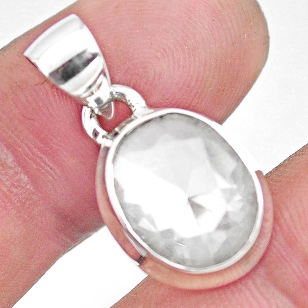 4.67cts faceted natural white pollucite 925 sterling silver pendant p54409
