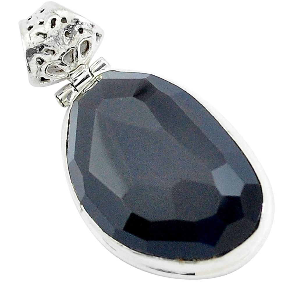 18.68cts faceted rainbow obsidian eye 925 sterling silver pendant jewelry p47195