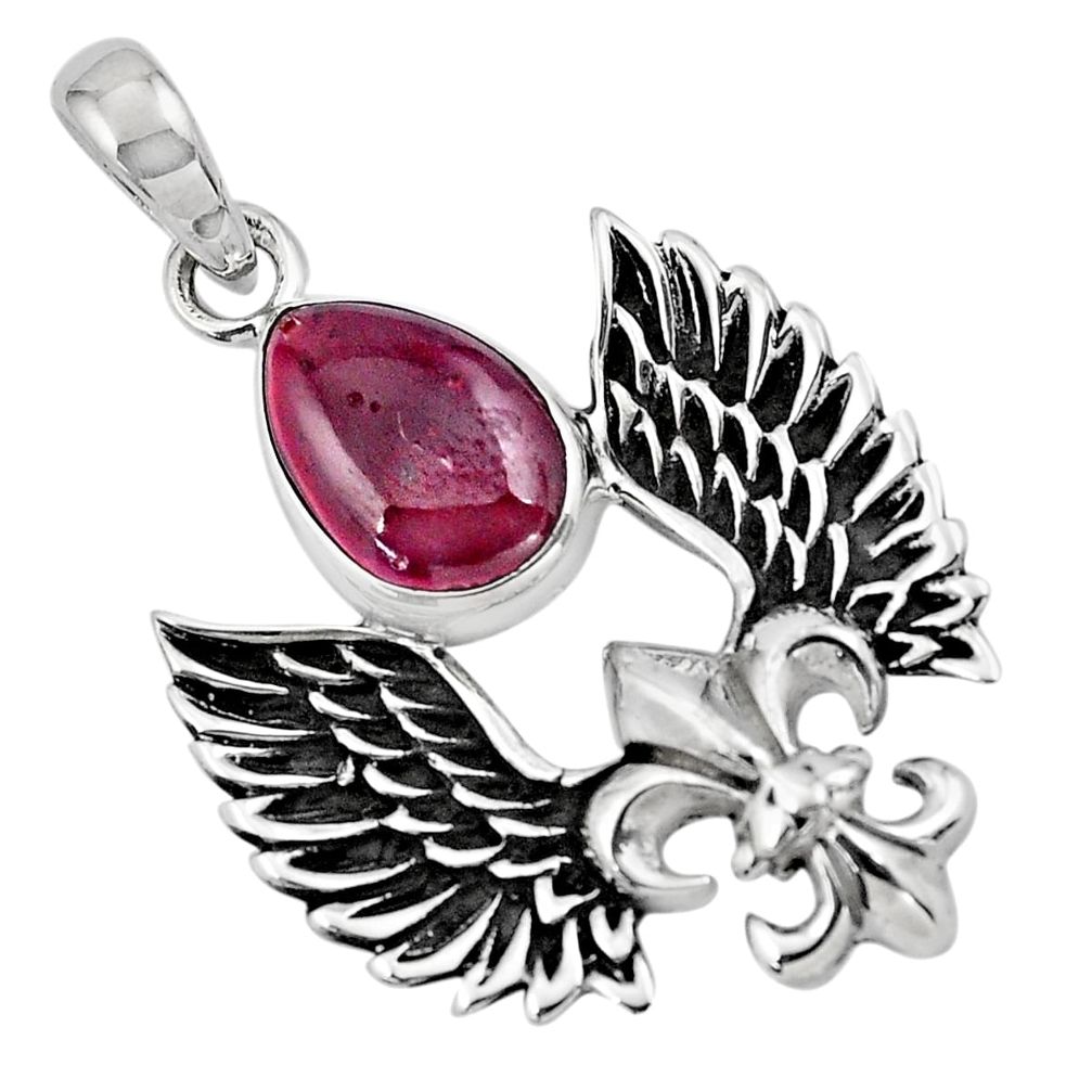 5.52cts feather charm natural red garnet 925 sterling silver pendant p86361