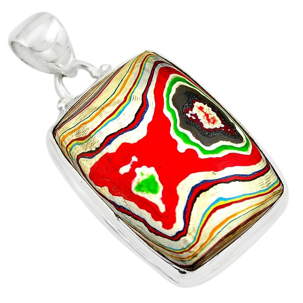 Fordite Detroit Agate 925 Sterling Silver Pendant Jewelry P79192 Gemexi