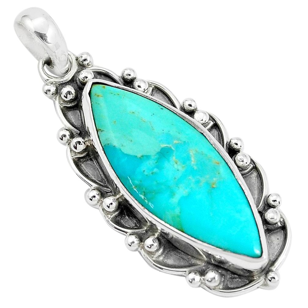 15.16cts green arizona mohave turquoise 925 sterling silver pendant p34097