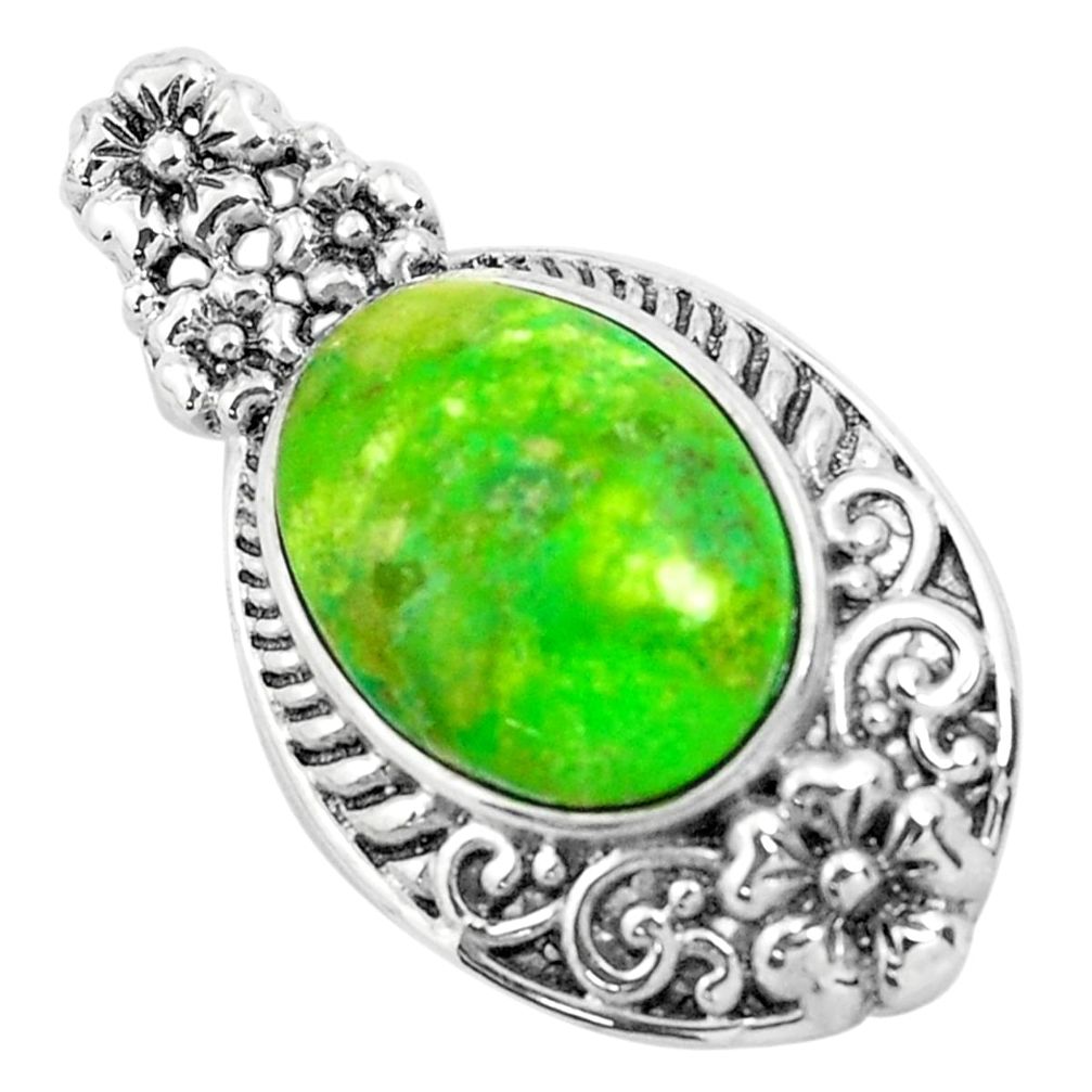 7.40cts green copper turquoise 925 sterling silver pendant jewelry c1815