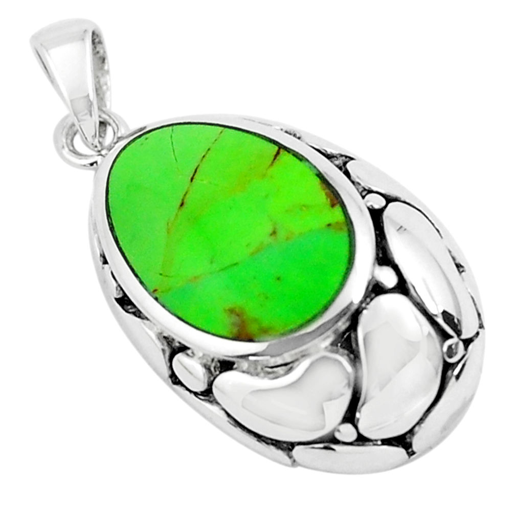 LAB 3.59cts green copper turquoise 925 sterling silver pendant jewelry c1817