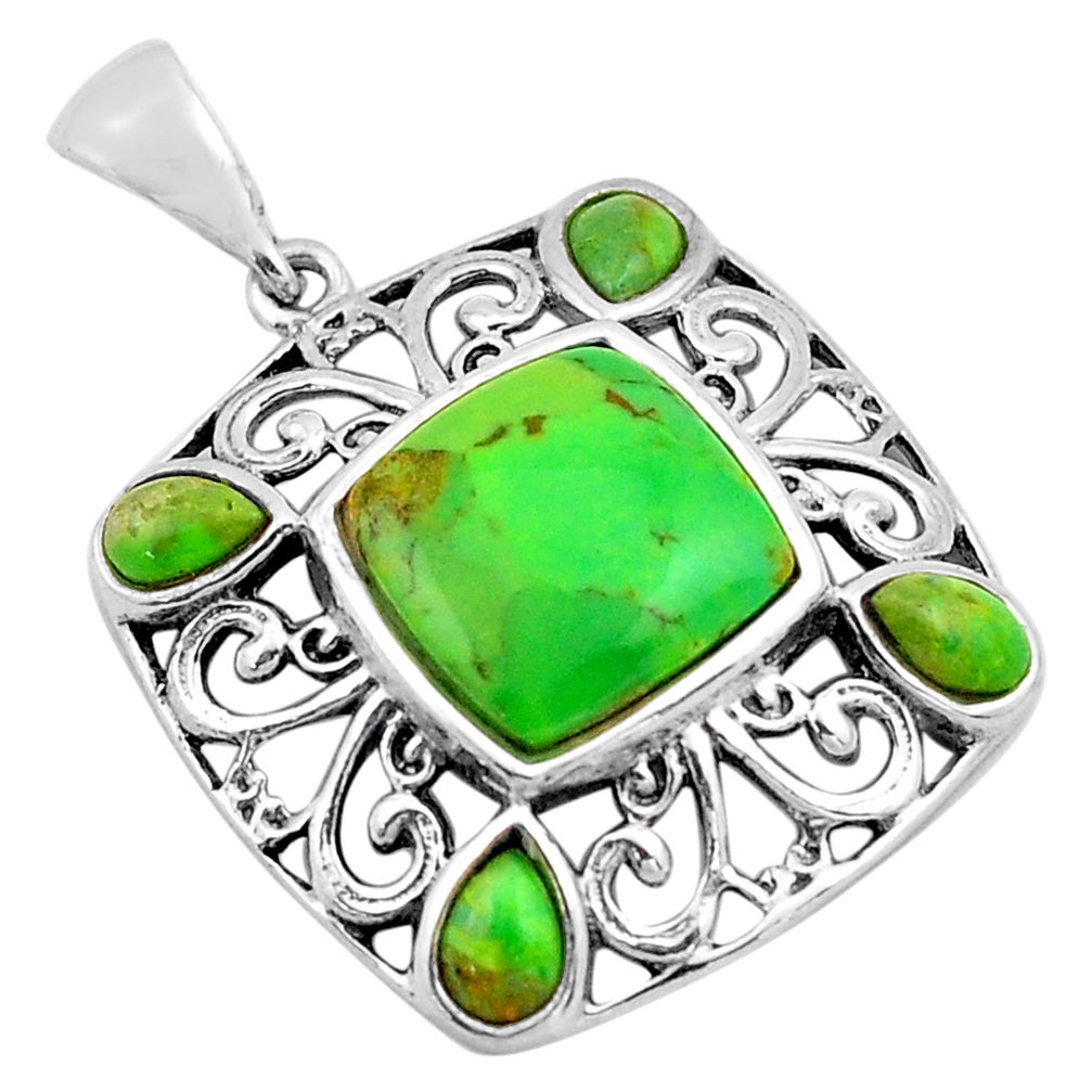 LAB 5.52cts green copper turquoise 925 sterling silver pendant jewelry c4836