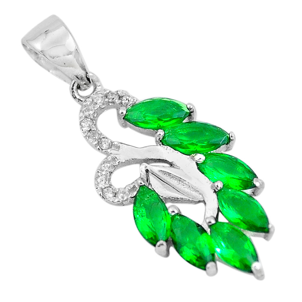 LAB 2.84cts green emerald (lab) topaz 925 sterling silver pendant jewelry c3533