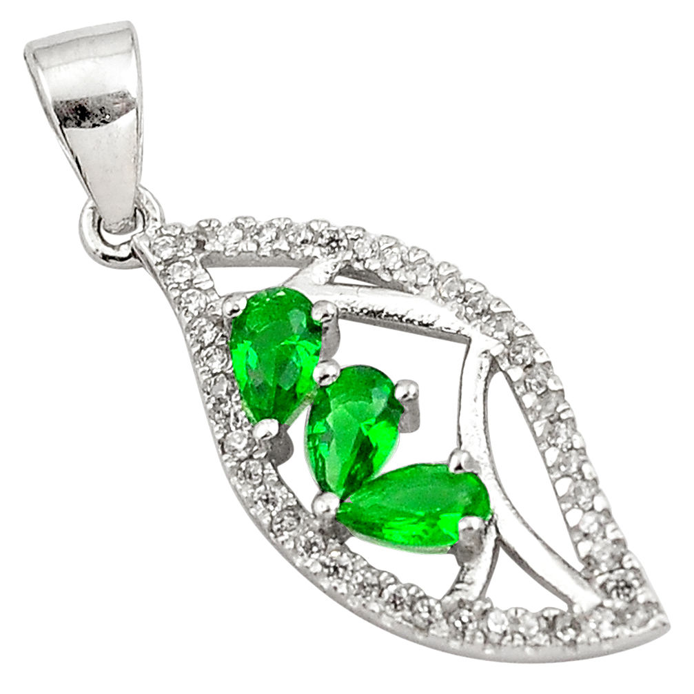 LAB 1.96cts green emerald (lab) topaz 925 sterling silver pendant jewelry c4428