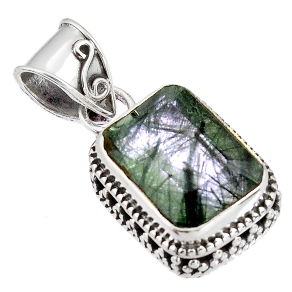 7.36cts green natural rutile 925 sterling silver pendant jewelry p90350