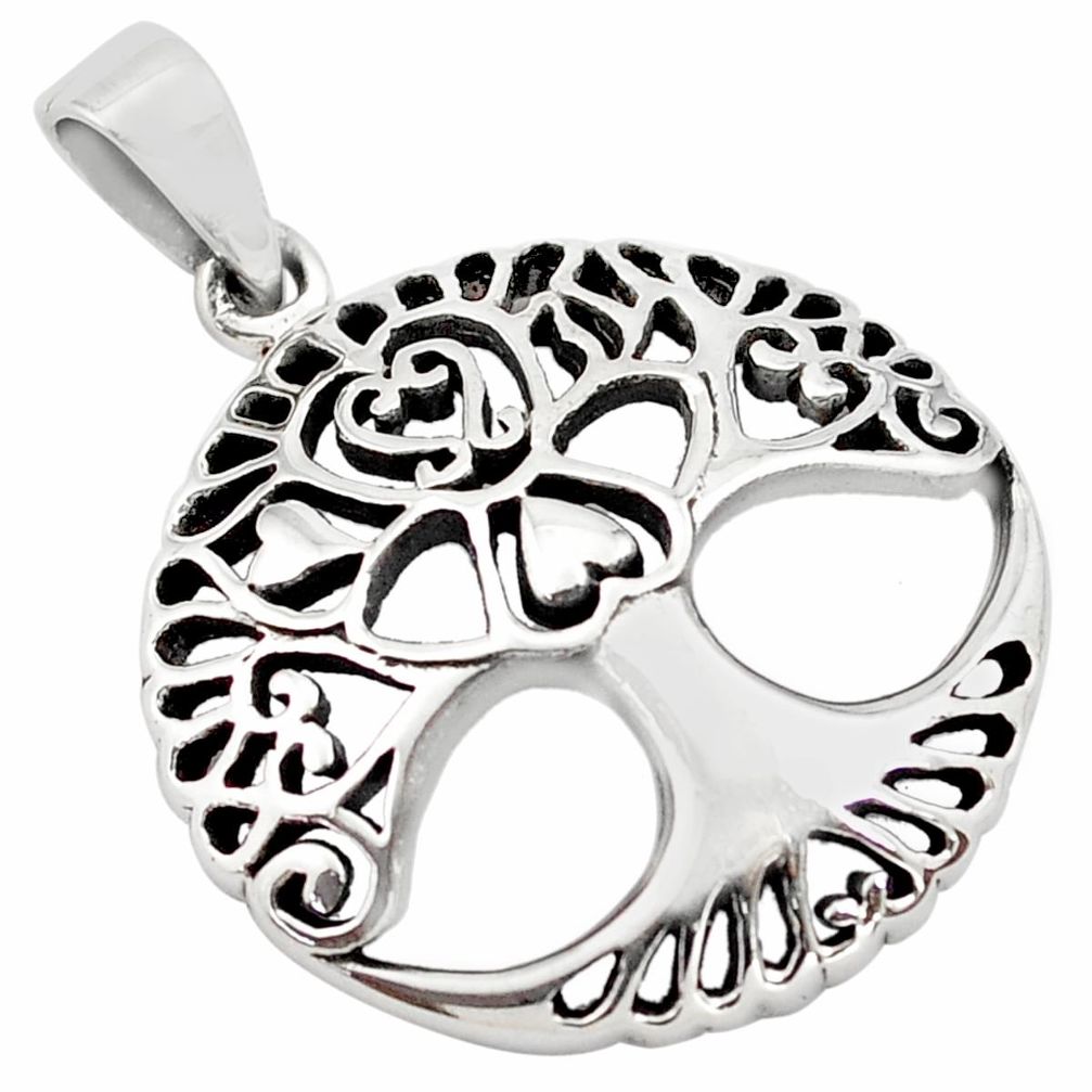4.38gms indonesian bali style solid 925 silver tree of life pendant c4443