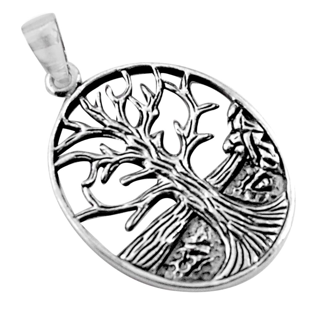 5.06gms indonesian bali style solid 925 silver tree of life pendant c5311