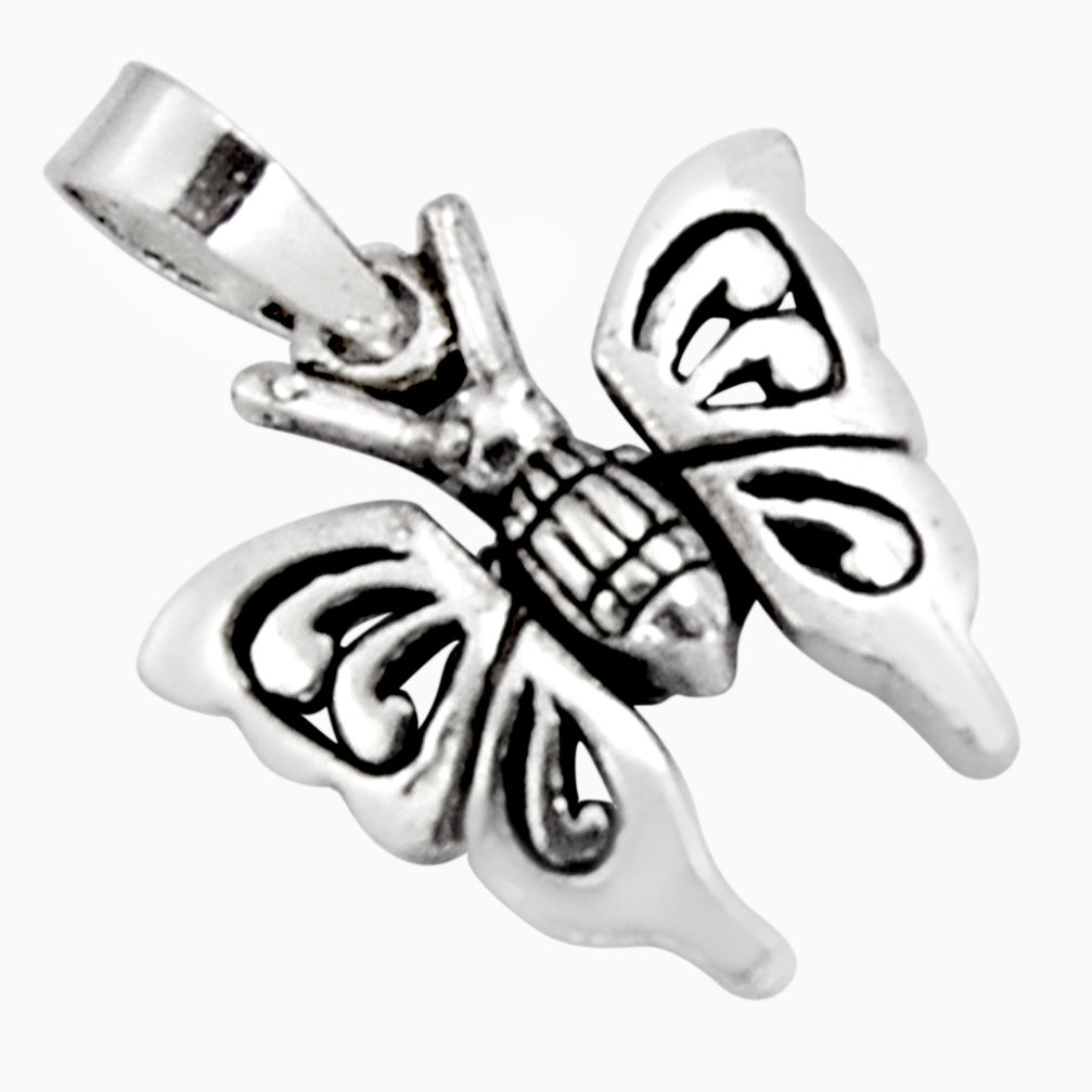 2.69gms indonesian bali style solid 925 sterling silver butterfly pendant c5261