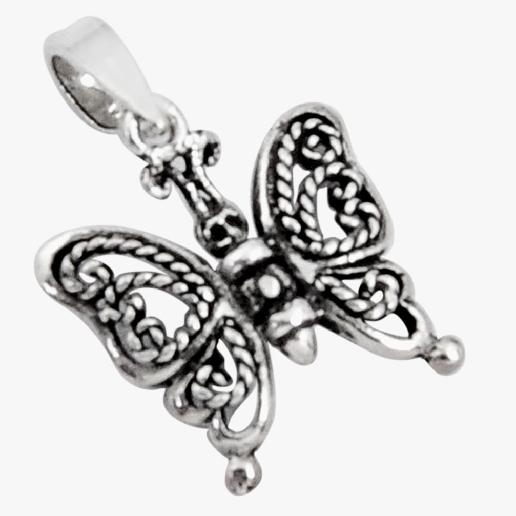 2.03gms indonesian bali style solid 925 sterling silver butterfly pendant c5270