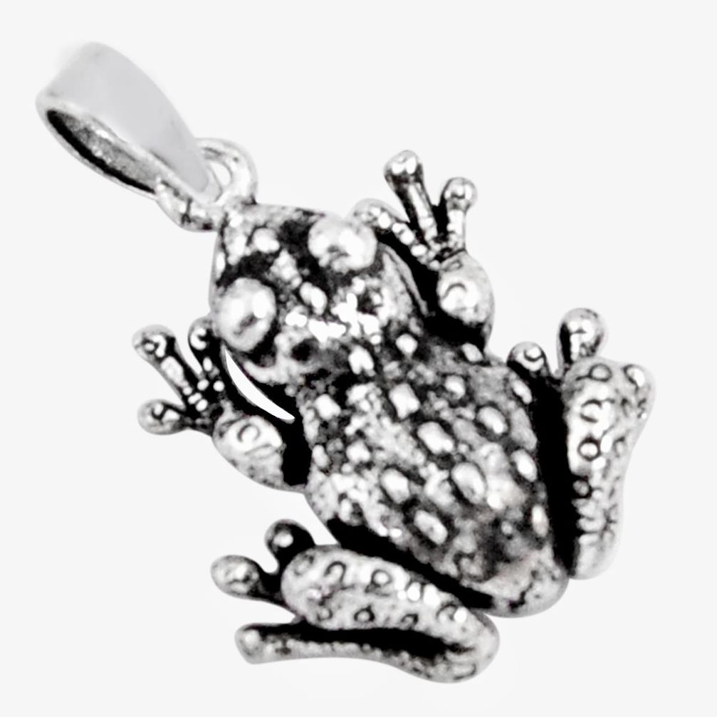 5.26gms indonesian bali style solid 925 sterling silver frog pendant c5274