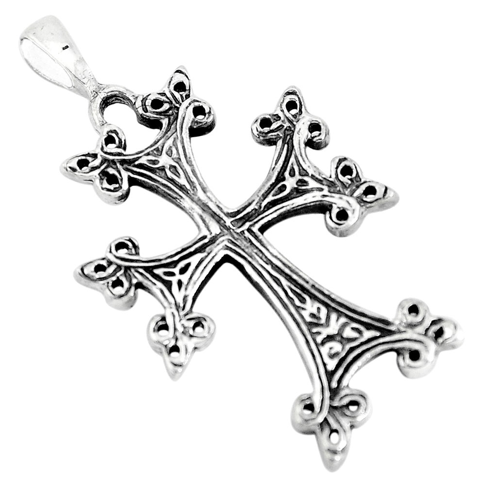 2.89gms indonesian bali style solid 925 sterling silver holy cross pendant c3581