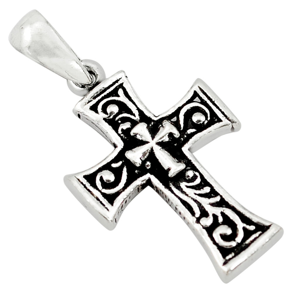 3.48gms indonesian bali style solid 925 sterling silver holy cross pendant c4441