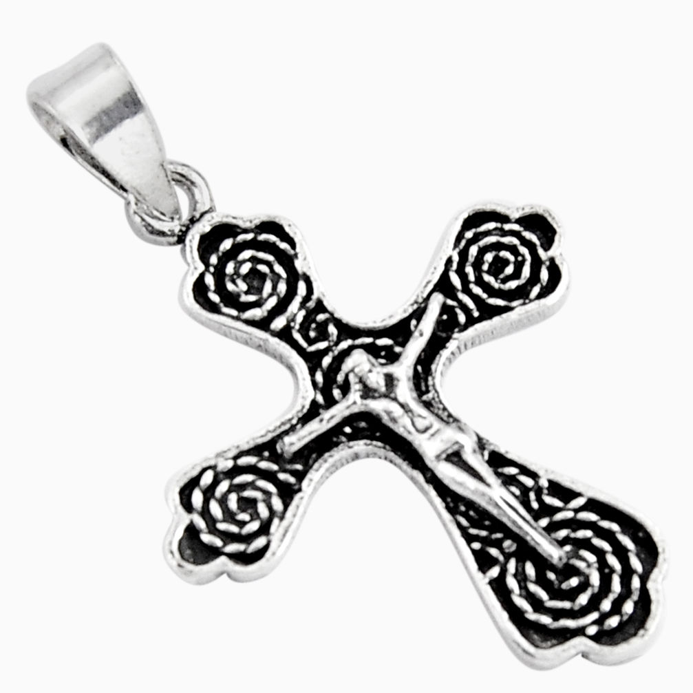 6.26gms indonesian bali style solid 925 sterling silver holy cross pendant c5263