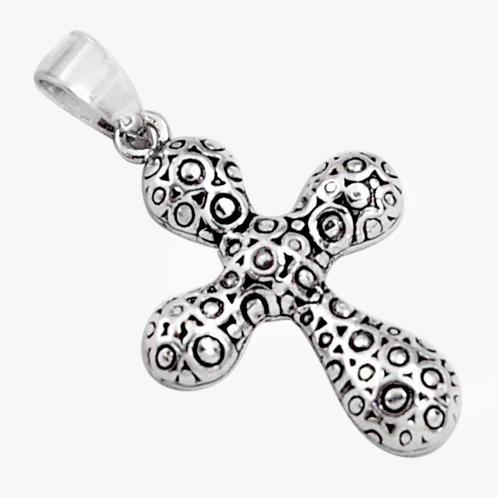 5.69gms indonesian bali style solid 925 sterling silver holy cross pendant c5282