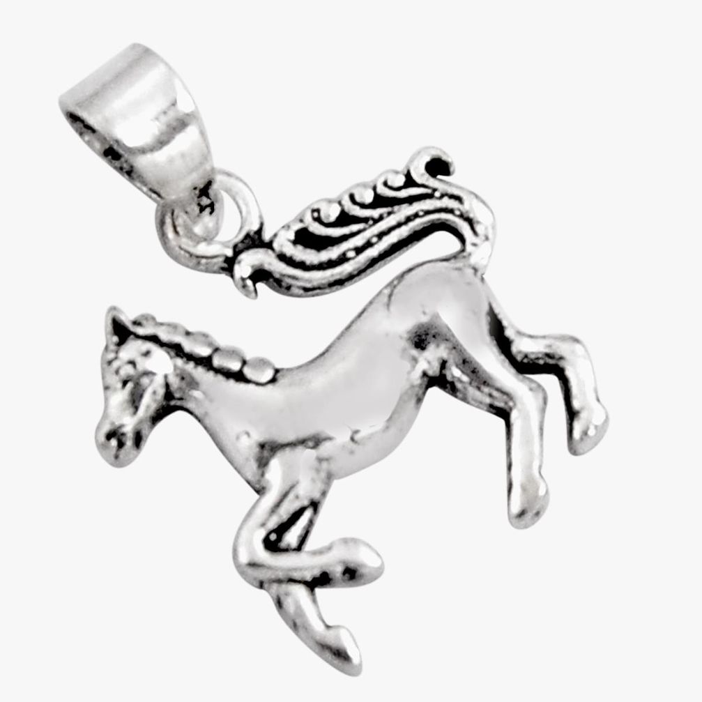 3.02gms indonesian bali style solid 925 sterling silver horse pendant c5268