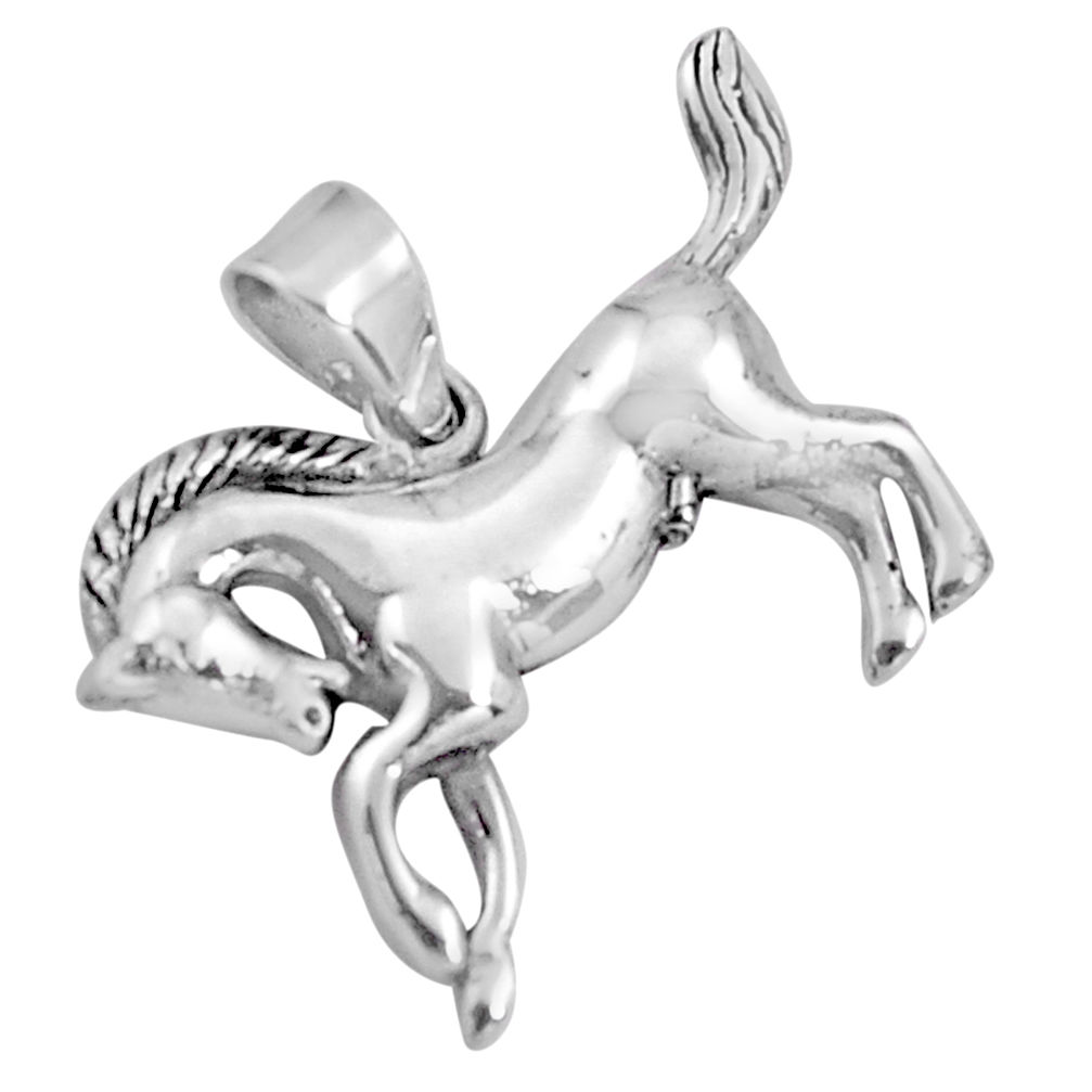 5.03gms indonesian bali style solid 925 sterling silver horse pendant c5315