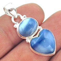 9.18cts 2 stone natural blue owyhee opal 925 silver pendant jewelry t55161