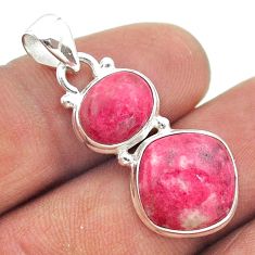 9.61cts 2 stone pink thulite (unionite, pink zoisite) 925 silver pendant t55162