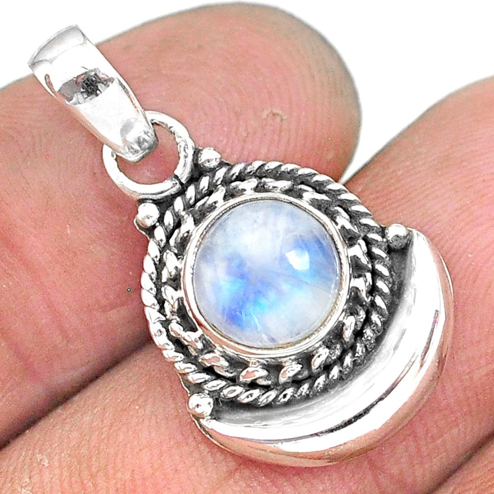 2.76ct natural rainbow moonstone 925 sterling silver moon pendant jewelry r89594