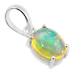 2.00cts natural multicolor ethiopian opal 925 sterling silver owl pendant